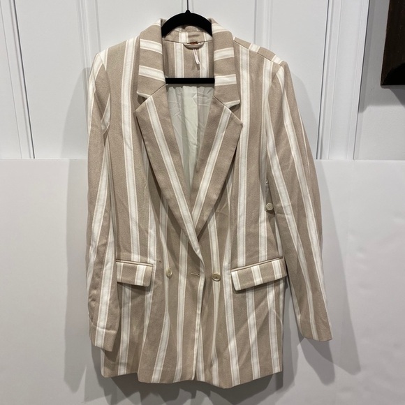 Vertical stripe tunic length blazer by green people - Picture 4 of 12